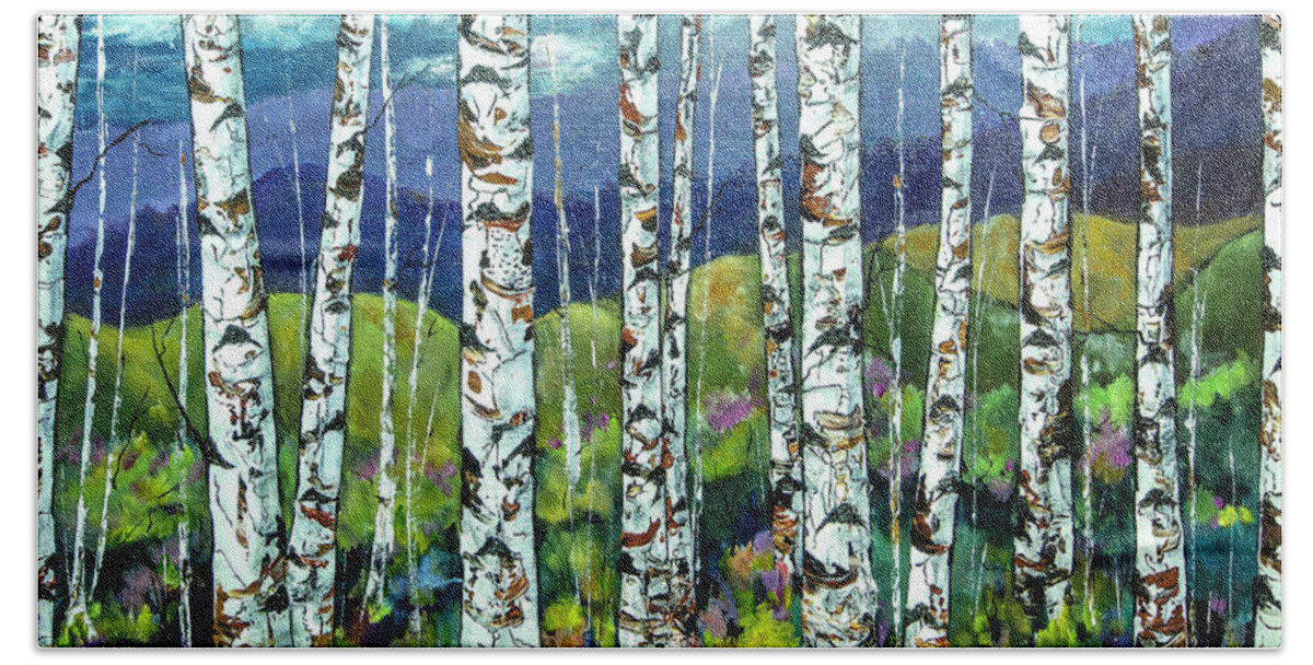 Trees Beach Towel featuring the painting Beyond the Birch by Wendy Provins
