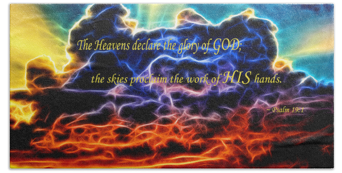 Scripture Beach Sheet featuring the photograph Biblical Electrified Cumulus Clouds Skyscape - Psalm 19 1 by Shelley Neff