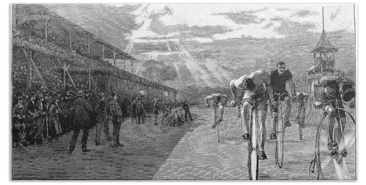 1886 Beach Towel featuring the photograph Bicycle Tournament, 1886 by Granger
