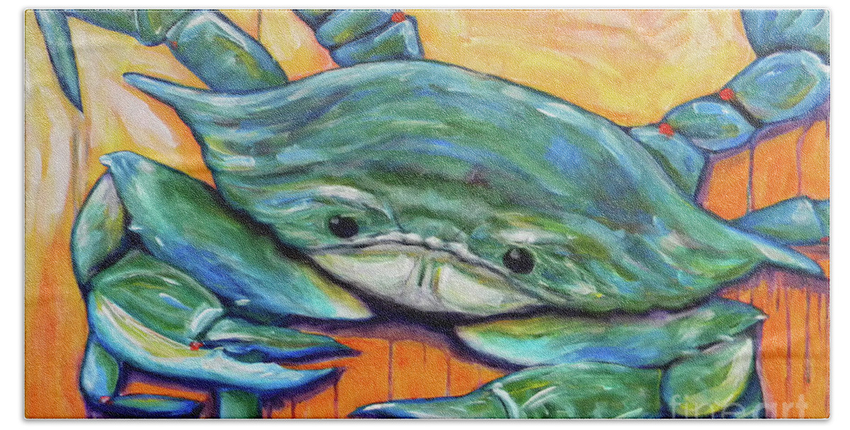 Crab Beach Towel featuring the painting Big Jimmie by JoAnn Wheeler