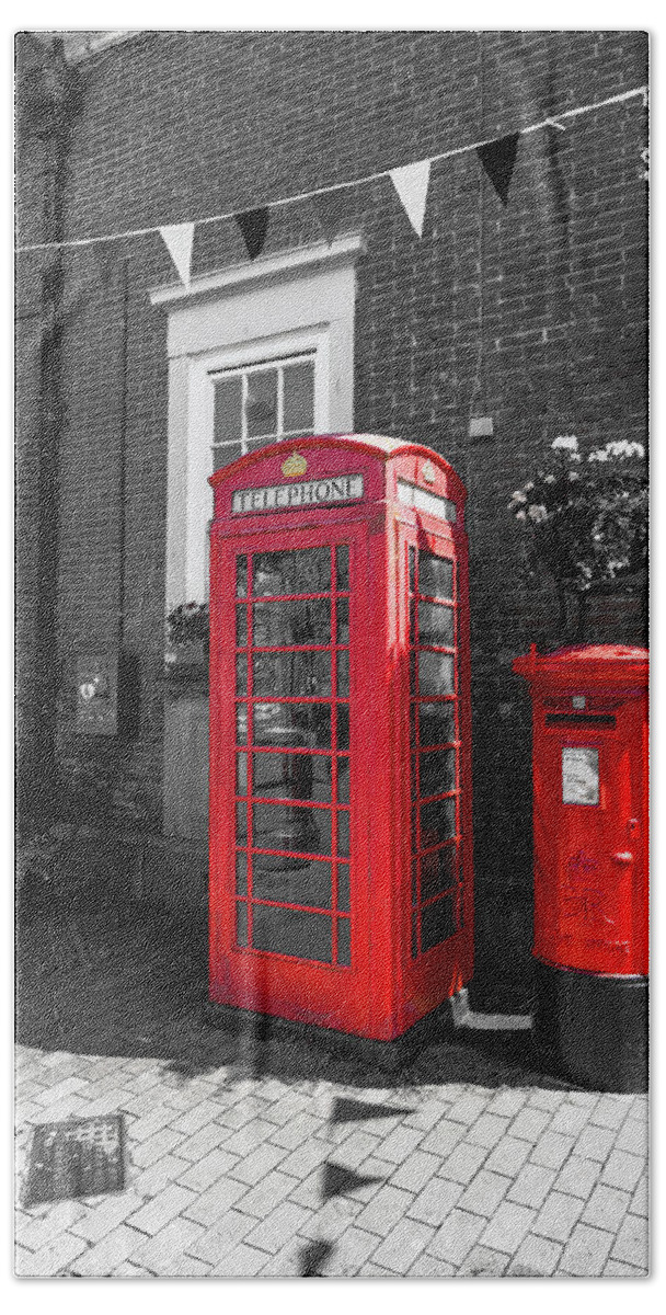 Phone Box Beach Sheet featuring the photograph Big Red Little Red by Scott Carruthers