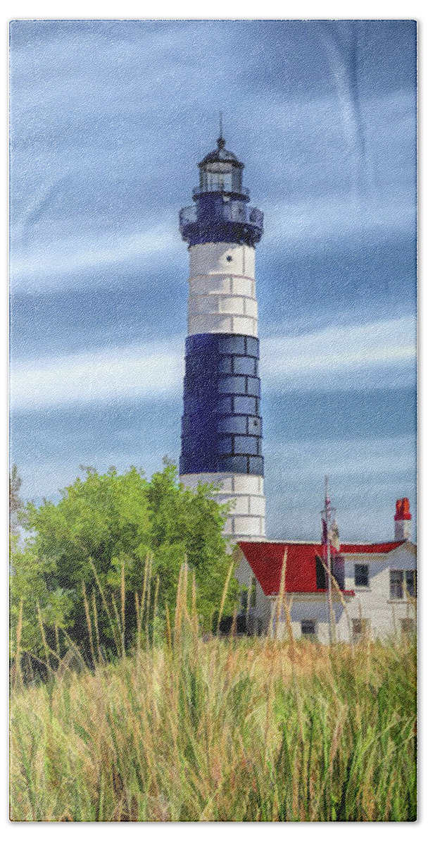 Big Sable Point Beach Towel featuring the painting Big Sable Point by Christopher Arndt