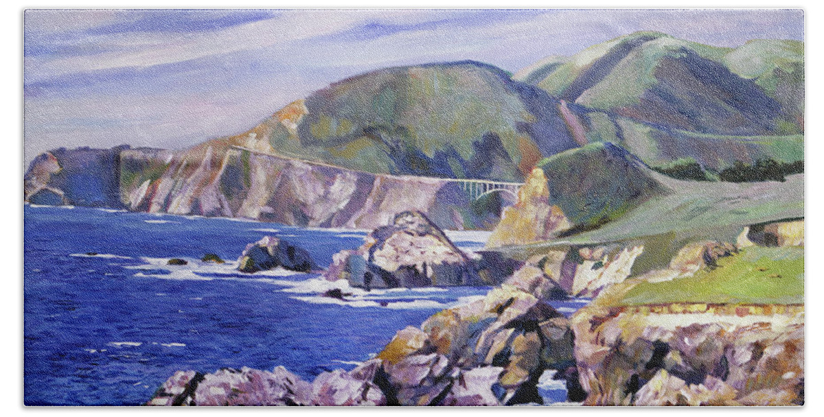 Seascape Beach Sheet featuring the painting Big Sur California Coast by David Lloyd Glover