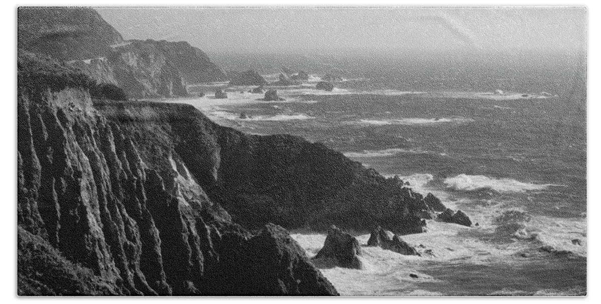 Big Beach Towel featuring the photograph Big Sur Coast BW by David Gordon