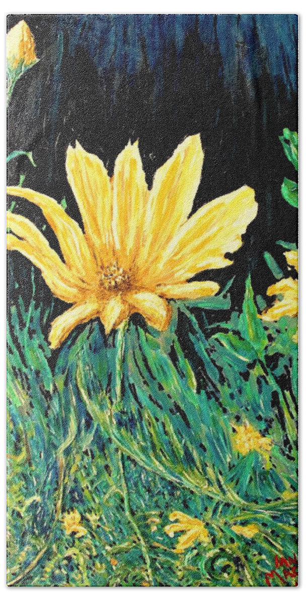 Flower Beach Sheet featuring the painting Big Yellow by Ian MacDonald