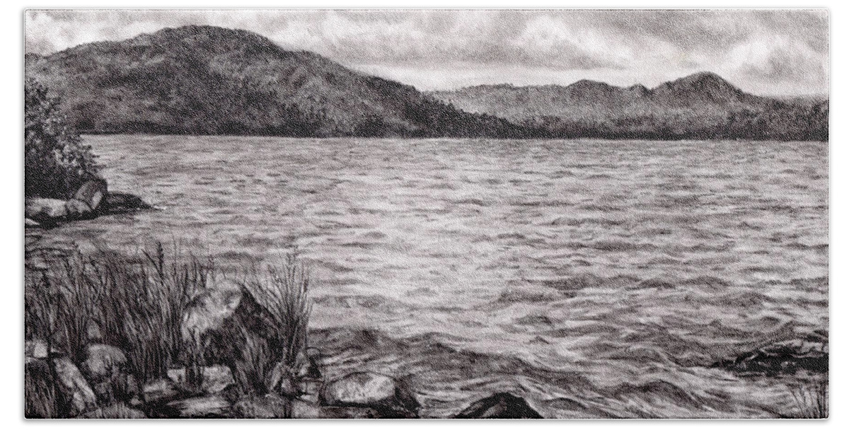Lake Beach Towel featuring the drawing Big Wood Lake by Shana Rowe Jackson