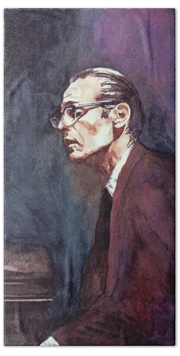 Jazz Beach Towel featuring the painting Bill Evans - Blue Symphony by David Lloyd Glover