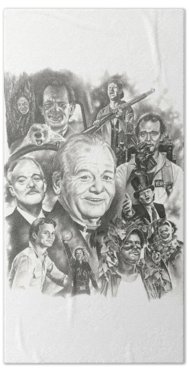 Bill Murray Beach Towel featuring the drawing Bill Murray by James Rodgers