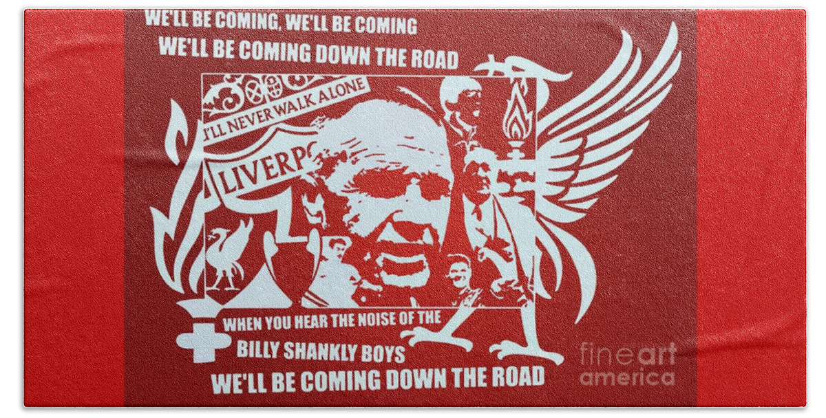 Liverpool Beach Sheet featuring the digital art Billy Shankly Boys by Ian Gledhill