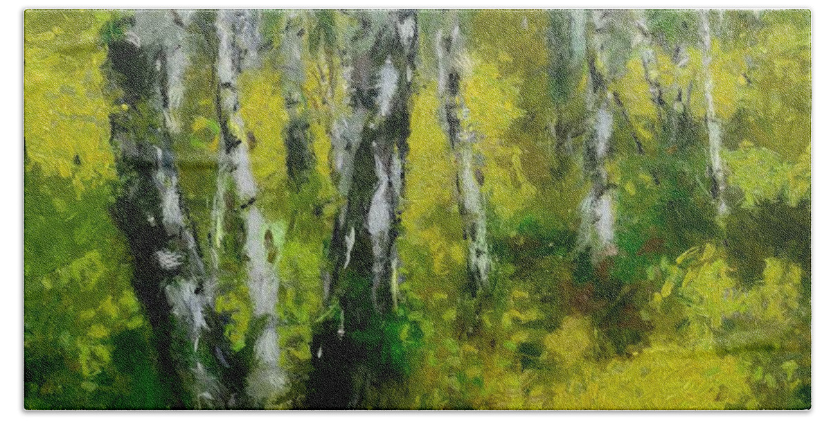 Spring Season Beach Towel featuring the painting Birch Grove by Dragica Micki Fortuna