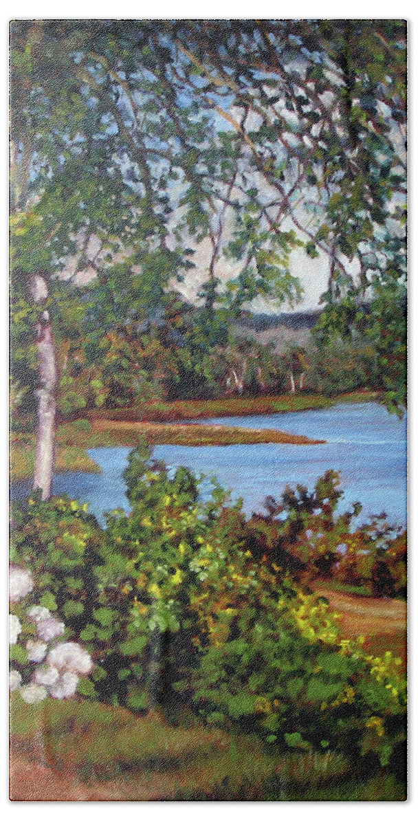 Landscape Beach Towel featuring the painting Birch Overlook by Marie Witte