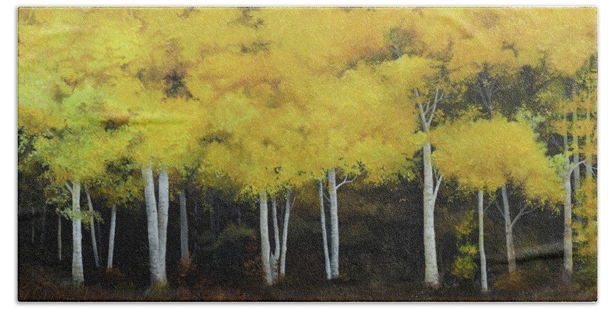 Birches Beach Towel featuring the painting Birches by Charles Owens