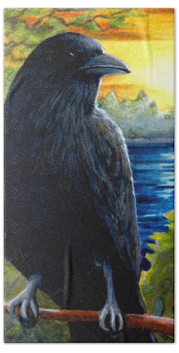 Bird Beach Towel featuring the painting Bird 63 by Lucie Dumas