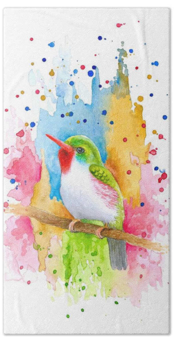 Bird Beach Towel featuring the painting Bird 72 by Lucie Dumas