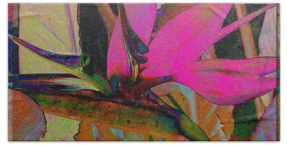 Flower Beach Towel featuring the digital art Bird of Paradise by Barbara Berney