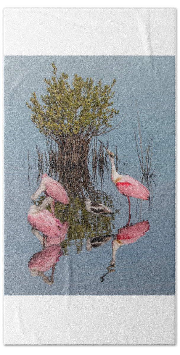 Mangrove Bush Beach Sheet featuring the photograph Birds and Mangrove Bush by Dorothy Cunningham