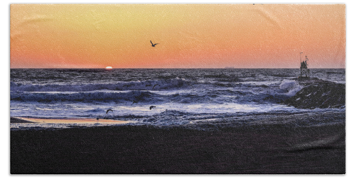 Birds Beach Towel featuring the photograph Birds at Sunrise by Nicole Lloyd