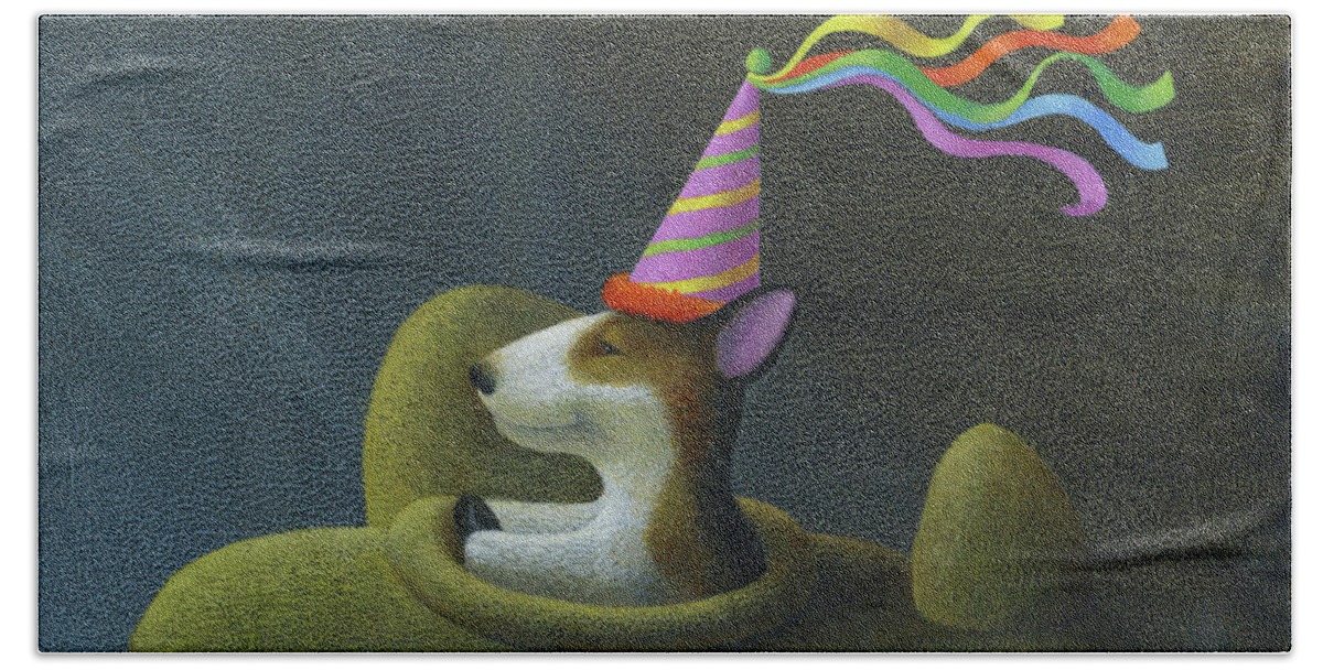 Birthday Beach Towel featuring the painting Birthday Hat by Chris Miles