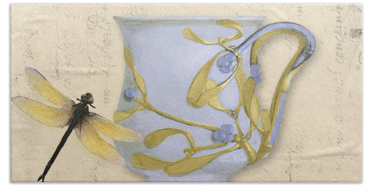 Art Nouveau Coffee Cup Beach Towel featuring the painting Bistro Nouveau II by Mindy Sommers