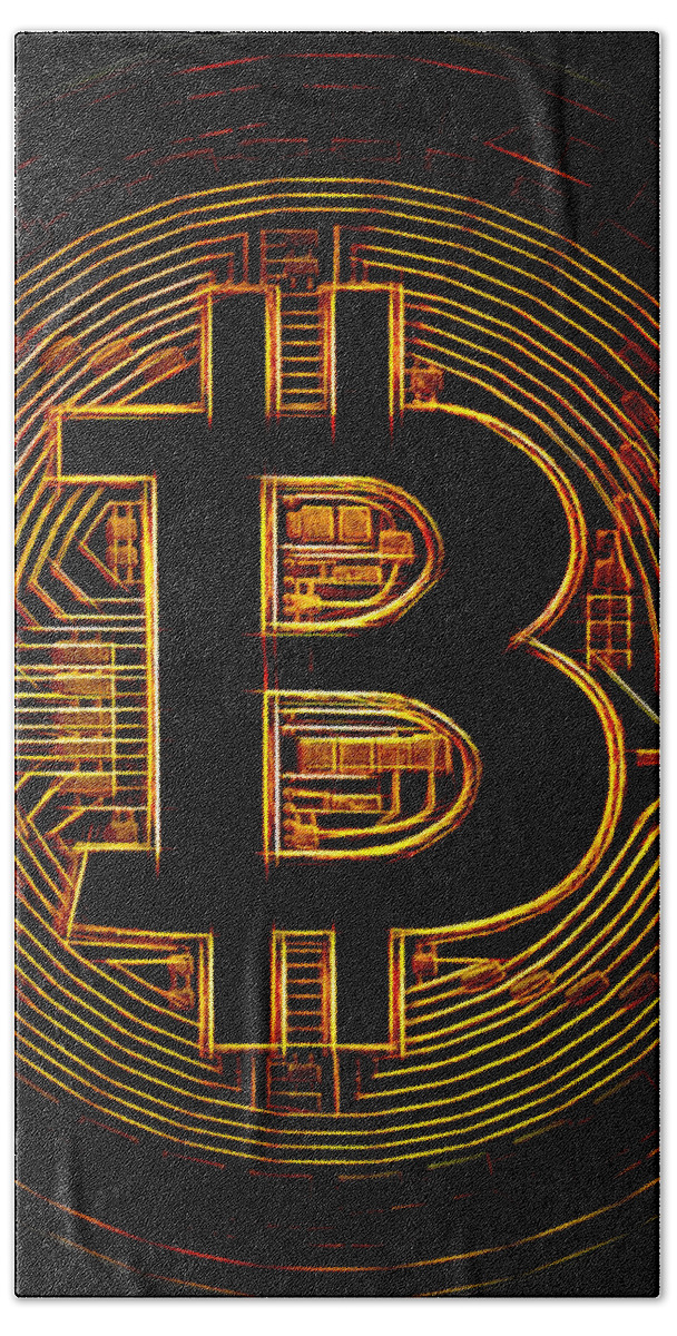 Bitcoin Beach Towel featuring the digital art Bitcoin by Kaylee Mason