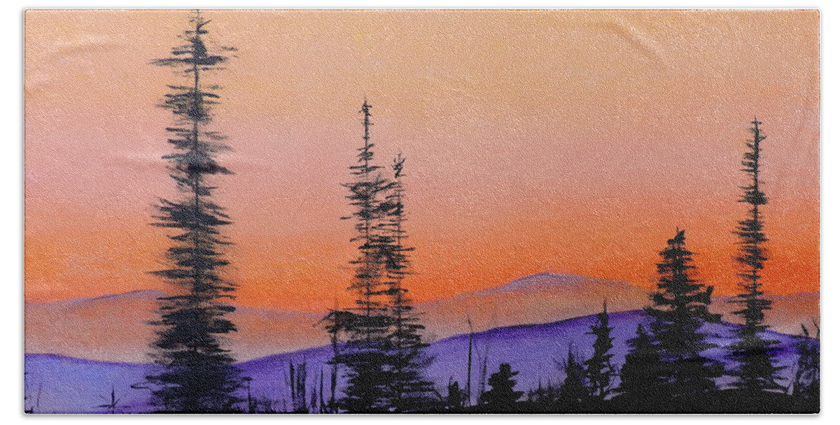 Mountains Beach Towel featuring the painting Bitterroot Mountain Range by Jodie Marie Anne Richardson Traugott     aka jm-ART