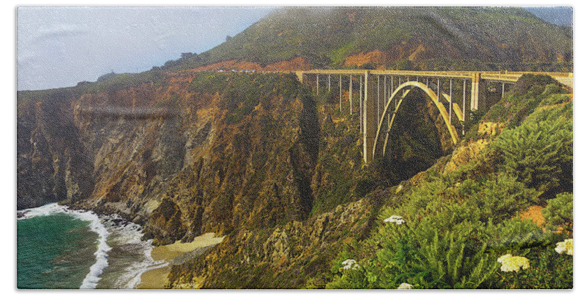 Bixby Bridge Big Sur California Beach Towel featuring the photograph Bixby Bridge Big Sur by Garry Gay