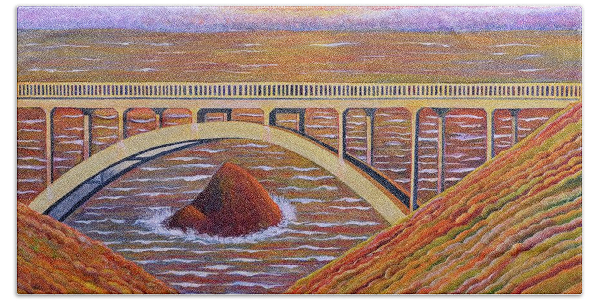 Big Sur Beach Sheet featuring the painting Bixby Creek Bridge Big Sur by Joseph J Stevens
