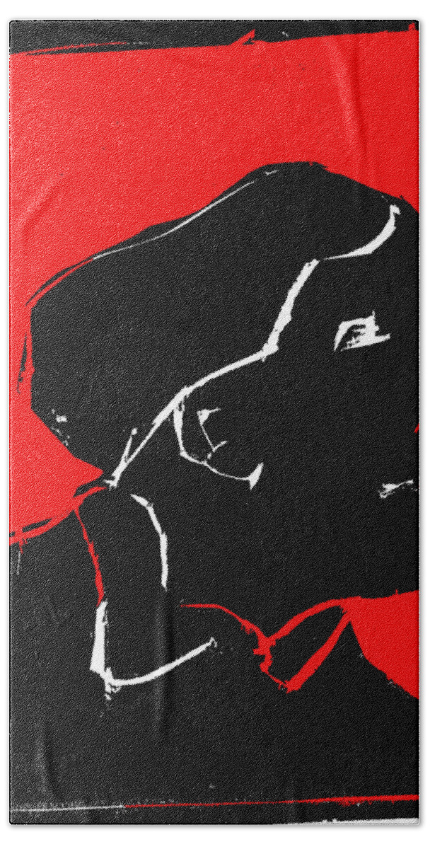 Red Light District Beach Towel featuring the digital art Black and Red series - Passing woman by Edgeworth Johnstone