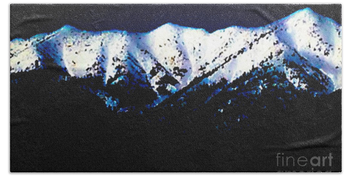 Abstract Beach Sheet featuring the mixed media Black and White Mountains by Jennifer Lake