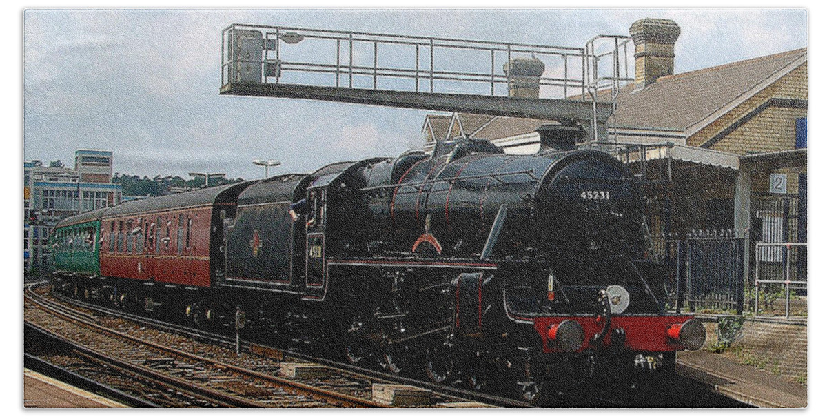 Trains Beach Towel featuring the photograph Black Five by Richard Denyer