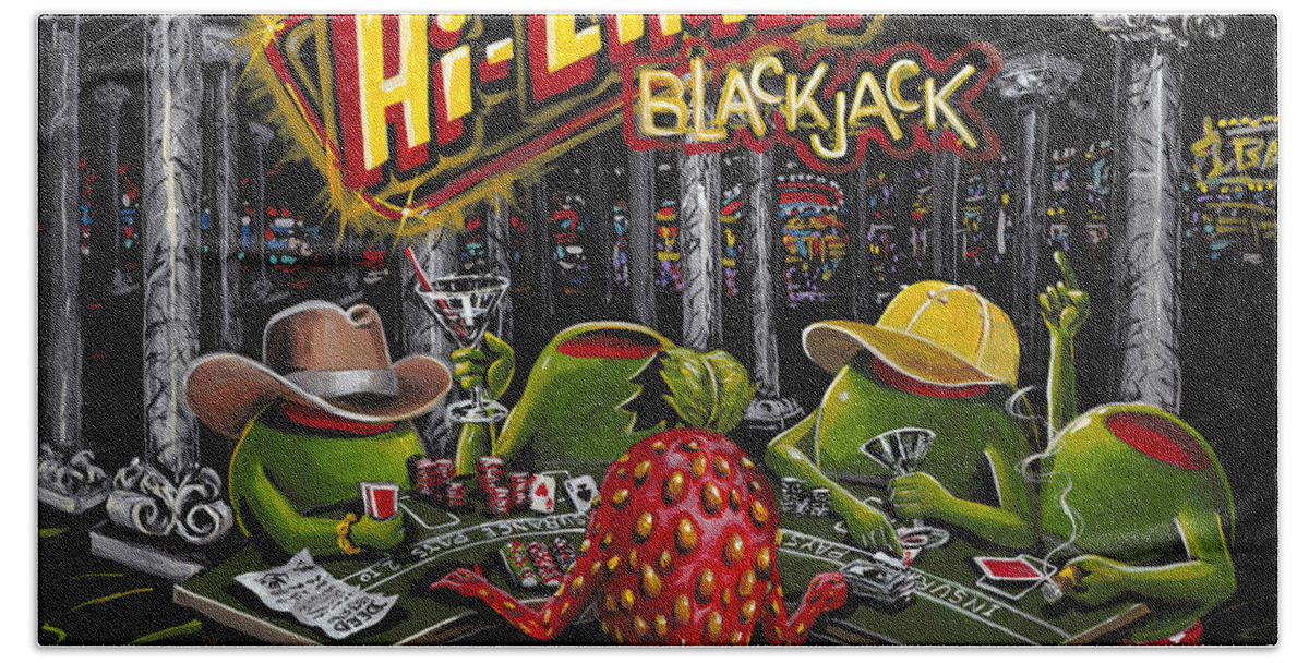 Casino Beach Towel featuring the painting Blackjack Pimps by Michael Godard