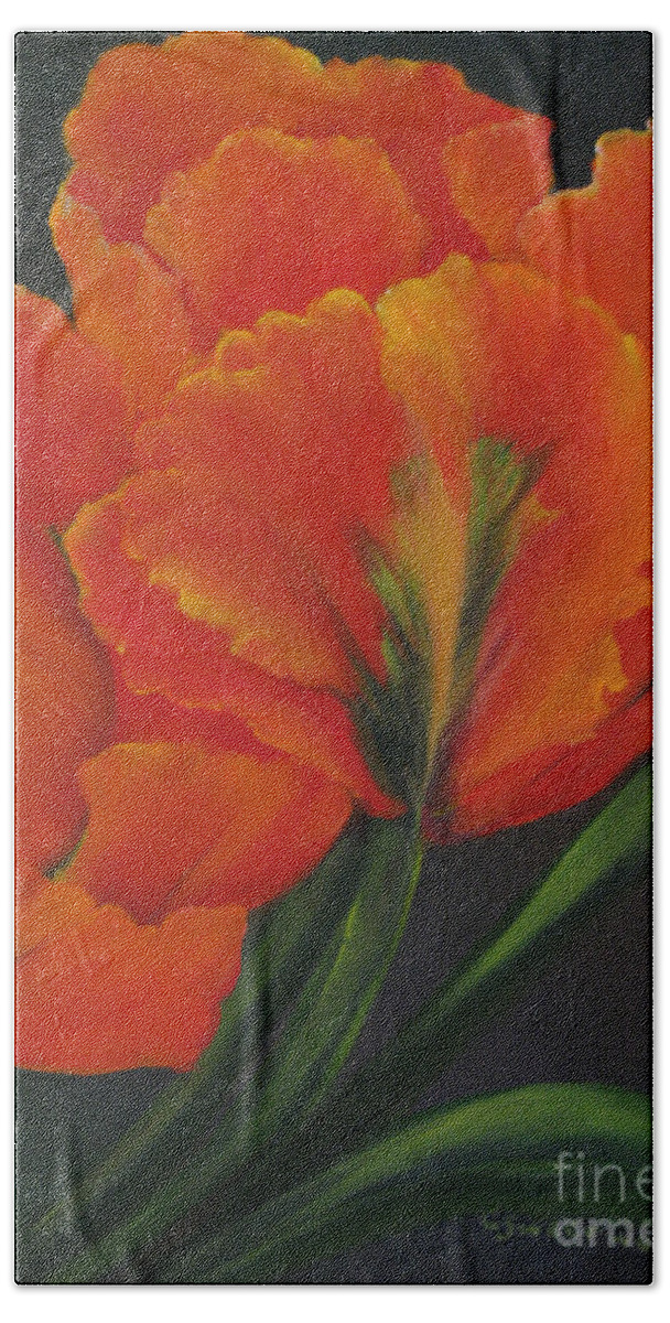 Tulips Beach Sheet featuring the painting Blaze of Glory by Carol Sweetwood
