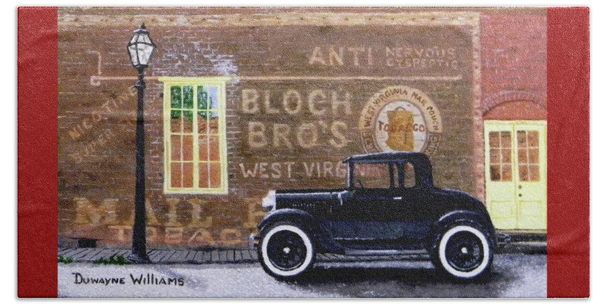 Model A Beach Towel featuring the painting Bloch's Wall by Duwayne Williams