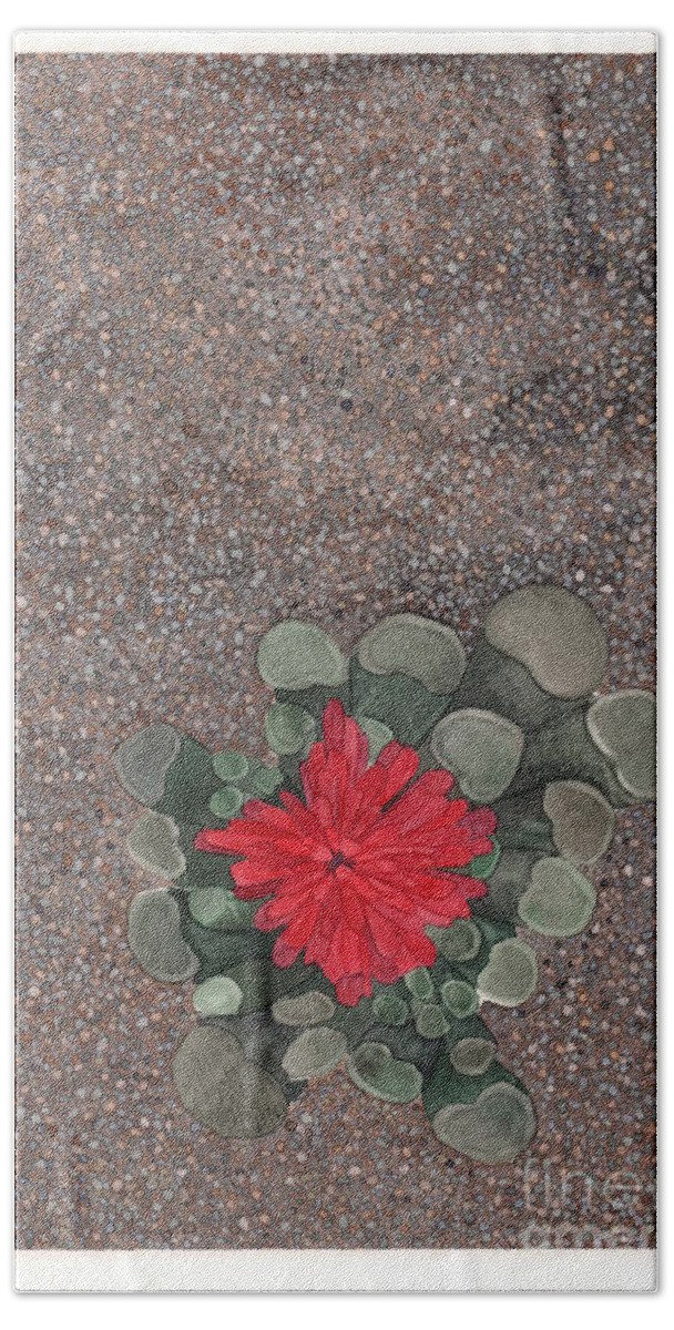 Succulent Beach Towel featuring the painting Blooming Succulent by Hilda Wagner