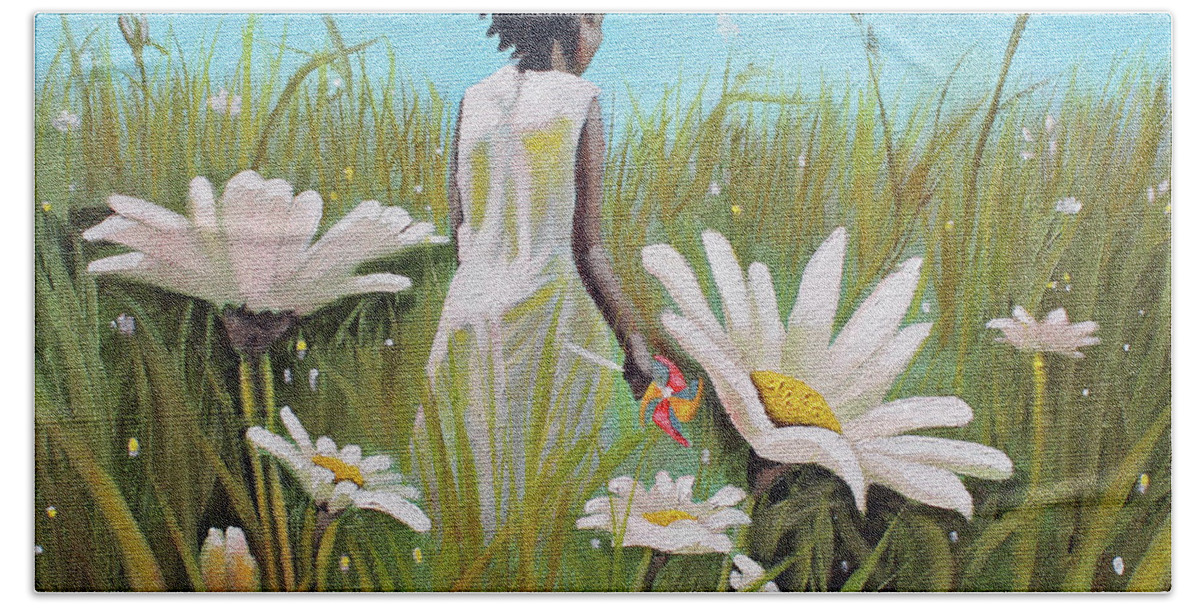 African American Beach Towel featuring the painting Blossoming Flower by Jerome White