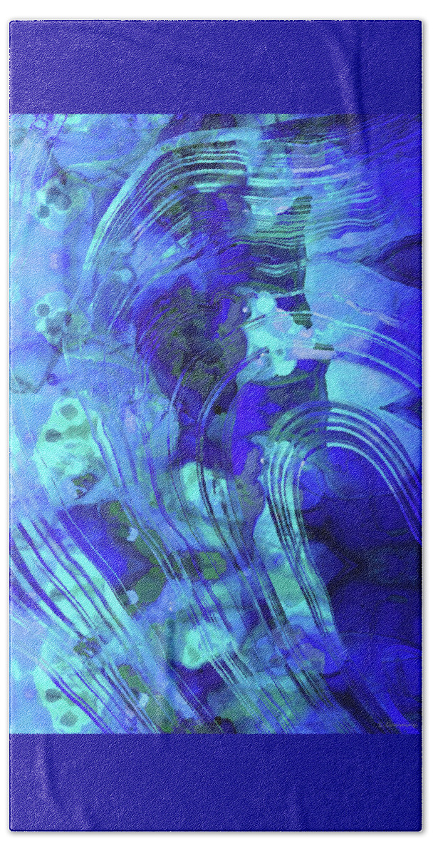 Blue Beach Towel featuring the painting Blue Abstract Art - Reflections - Sharon Cummings by Sharon Cummings