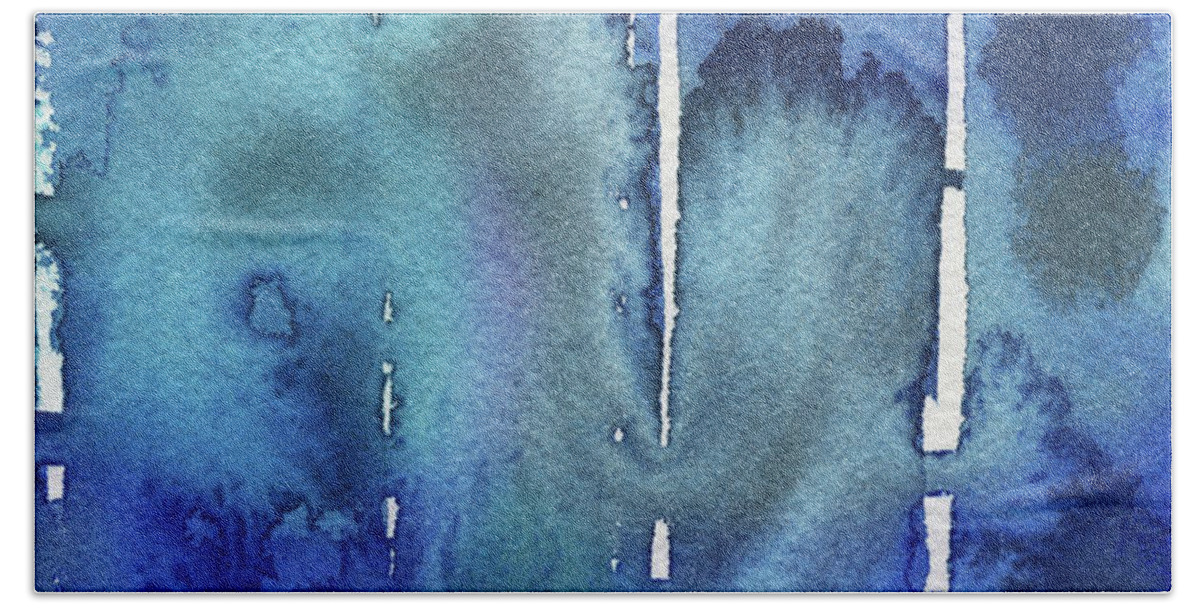 Blue Beach Towel featuring the painting Blue Abstract Cool Waters II by Irina Sztukowski