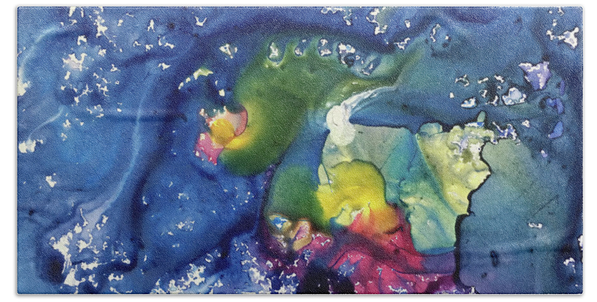 Blue Beach Towel featuring the painting Blue Abundance by Linda Cranston