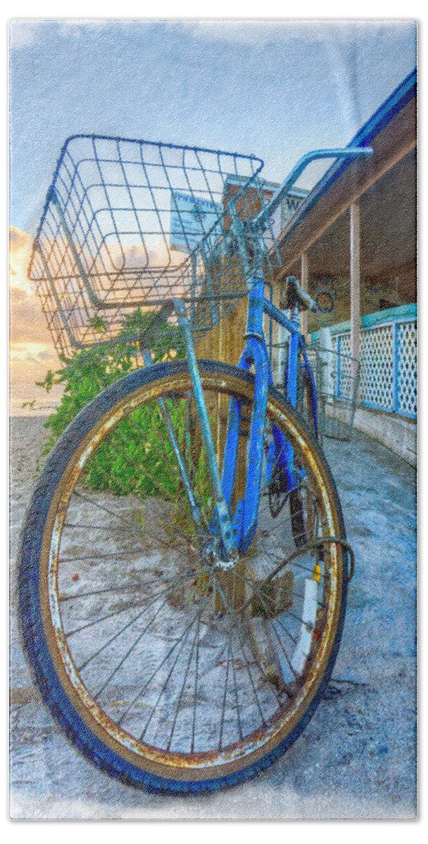 Clouds Beach Towel featuring the photograph Blue Bike by Debra and Dave Vanderlaan