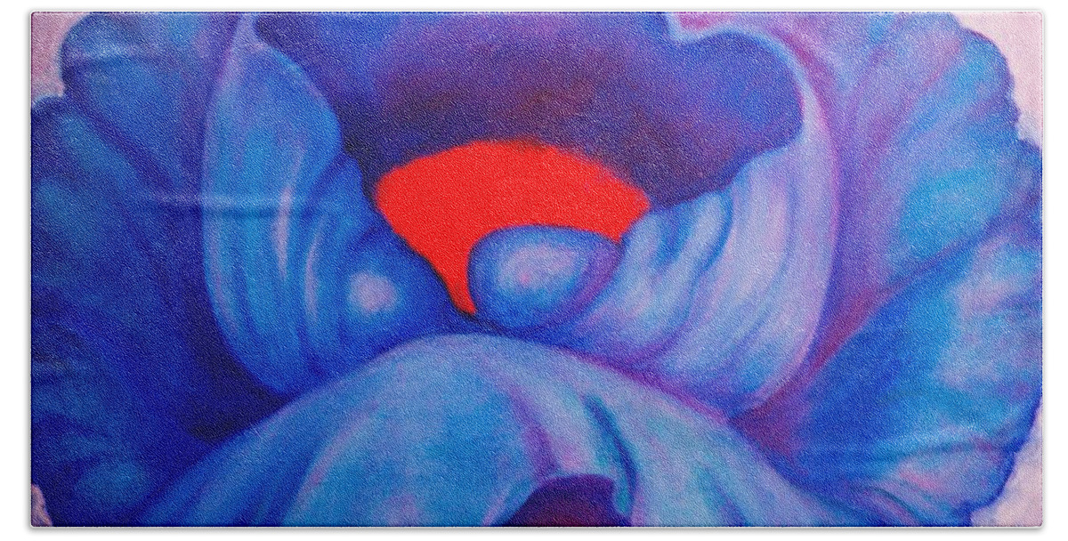 Blue Bloom Beach Towel featuring the painting Blue Bloom by Jordana Sands