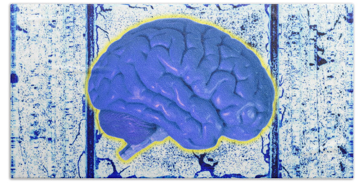 Brain Beach Towel featuring the photograph Blue Brain by George Mattei