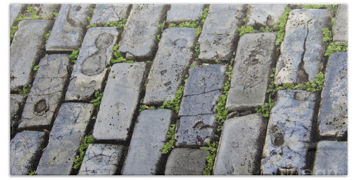 Blue Beach Sheet featuring the photograph Blue Bricks by Suzanne Oesterling