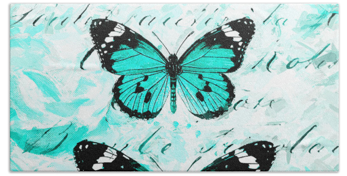 Butterfly Beach Sheet featuring the painting Blue Butterfly Print by Tina LeCour