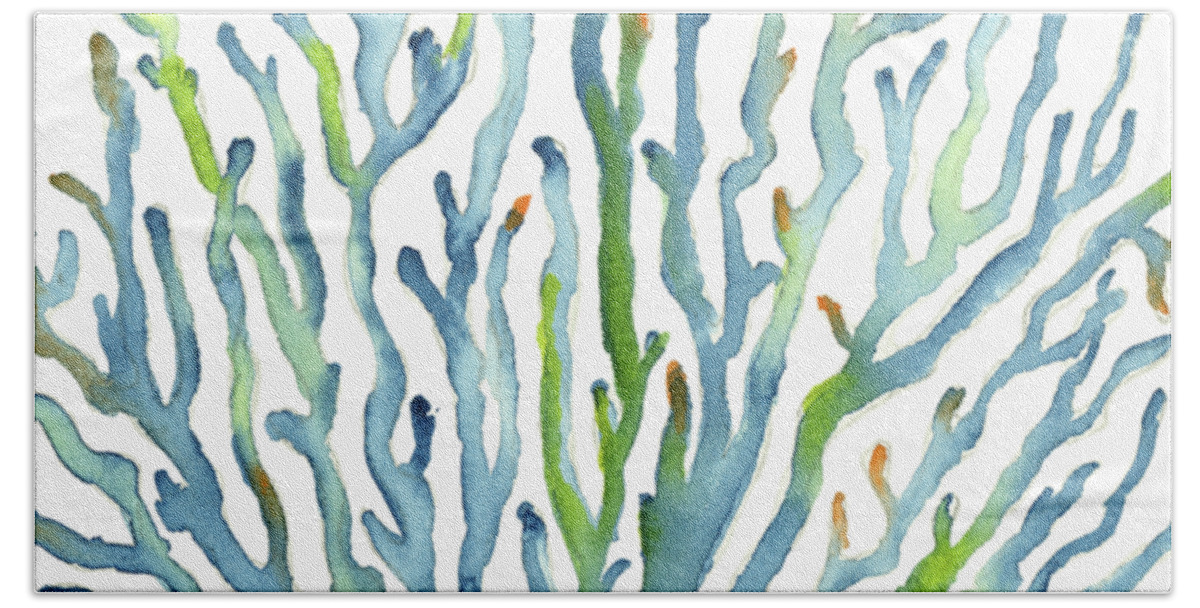 Watercolor Coral Beach Towel featuring the painting Blue Coral by Amy Kirkpatrick