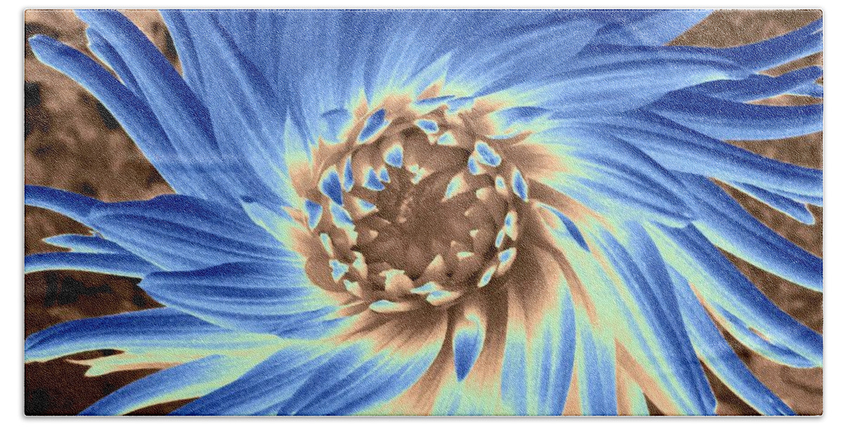 Blue Dahlia Abstract Beach Towel featuring the digital art Blue Dahlia Abstract by Will Borden