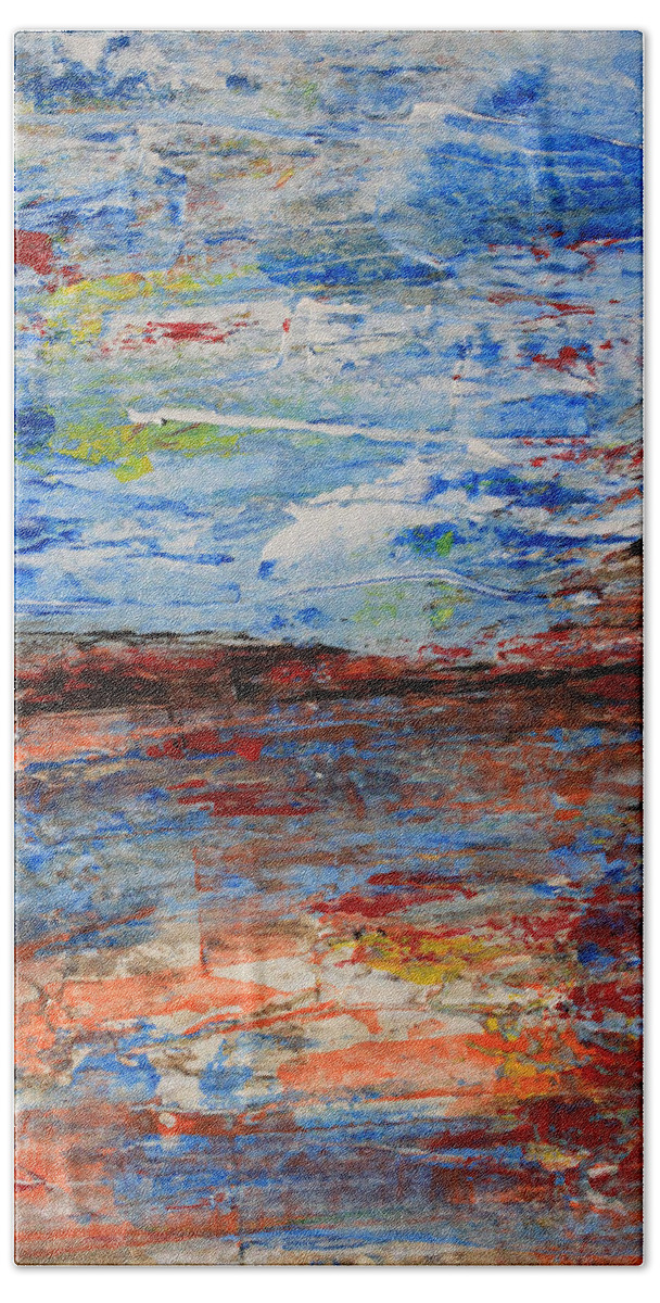 Desert Beach Towel featuring the painting Blue Desert by April Burton