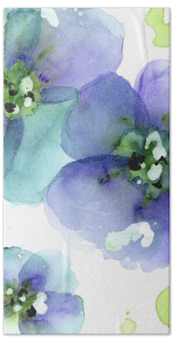 Blue Flowers Beach Towel featuring the painting Blue Flowers by Dawn Derman