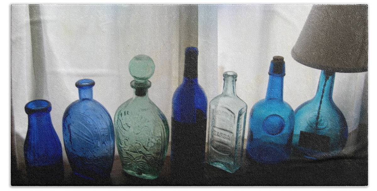 Bottles Beach Sheet featuring the photograph Blue by John Scates
