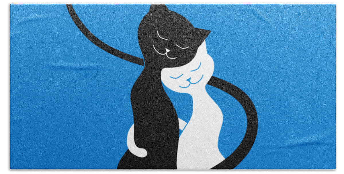 Cats Beach Towel featuring the digital art Blue Love Cats by Boriana Giormova