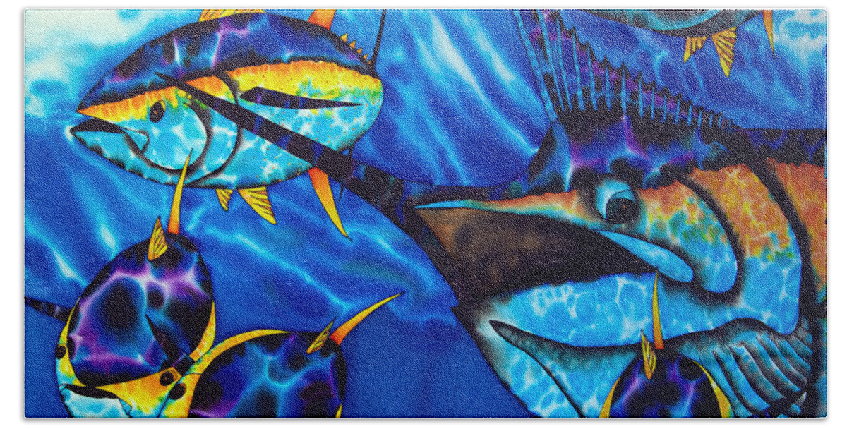  Yellowfin Tuna Beach Towel featuring the photograph Blue Marlin and Yellowfin Tuna by Daniel Jean-Baptiste